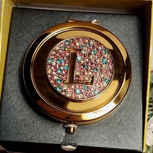 Compact Makeup Mirror Initial "L" FREE Engraving